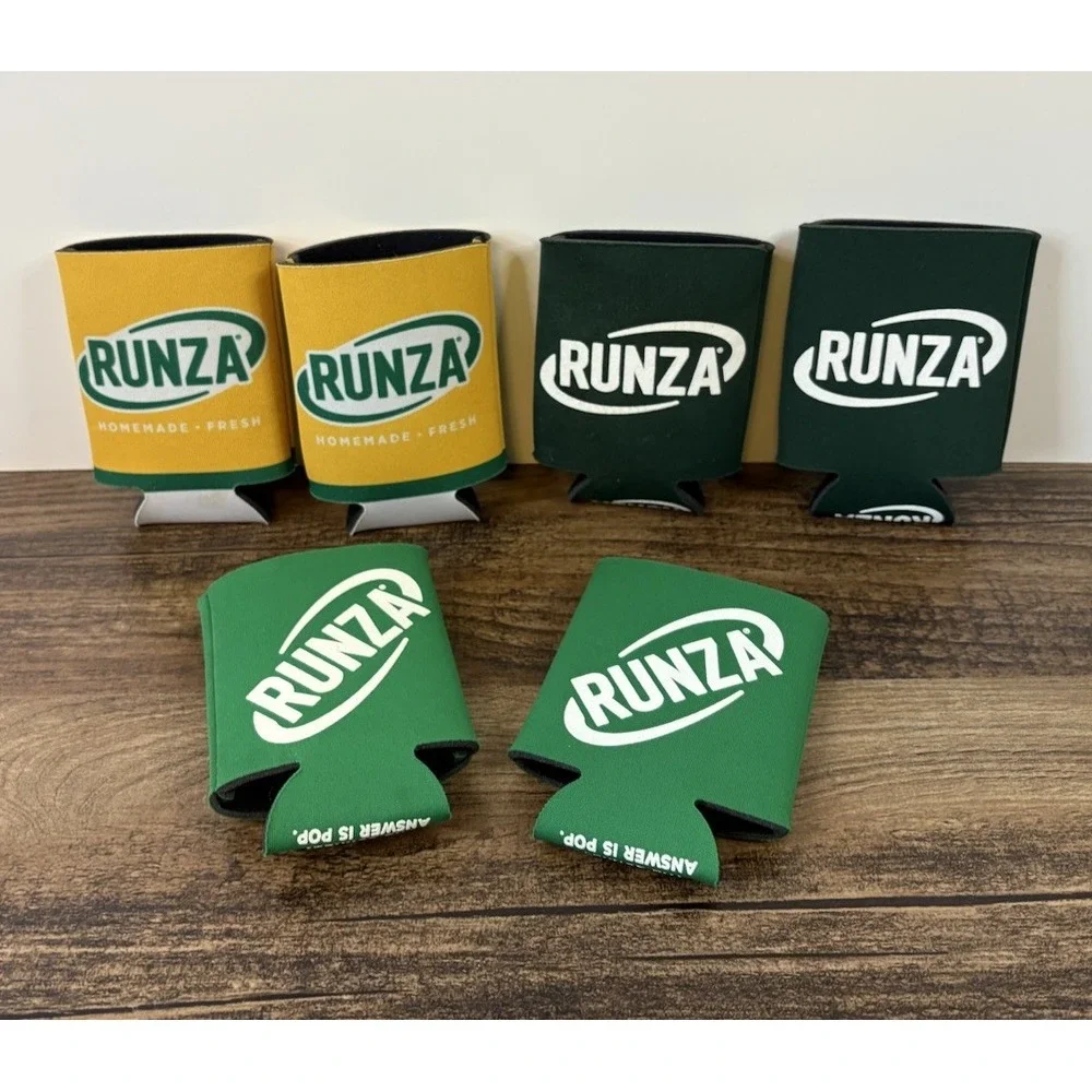 Lot Of 6 Runza Restaurants Can Koozies Koozie Fast Food Hamburgers Soda Pop
